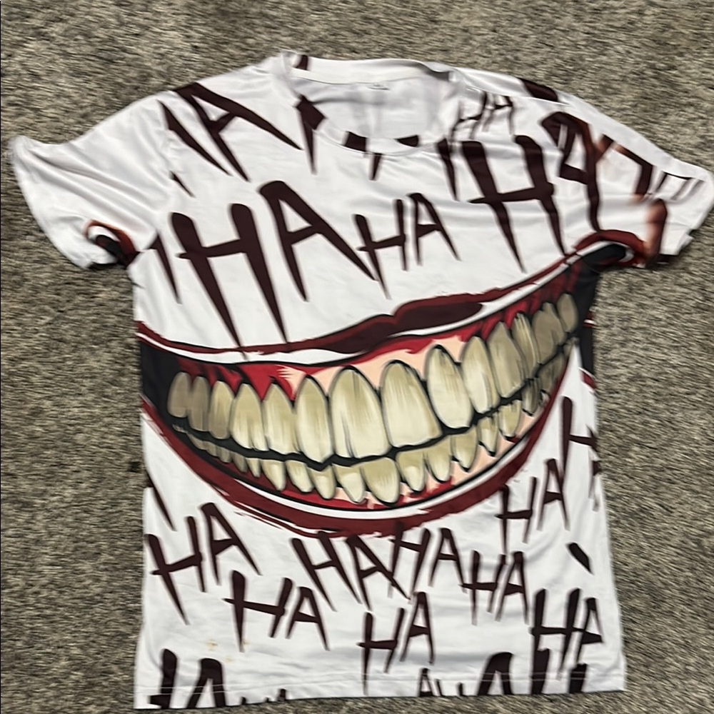Joker Graphic White Tee with Bold Design Harley Quinn Batman